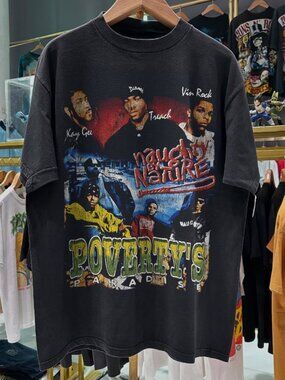 90s Naughty By Nature Povertys Paradise Rare  Black Rap-Tee